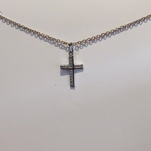 Sterling Silver Cross with White Sapphires